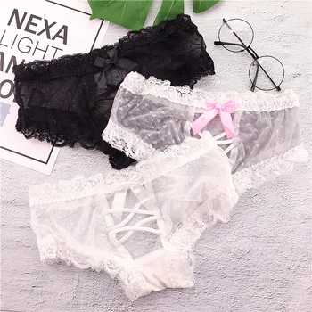 

3PCS/lot Sexy cotton Panties Soft Briefs Women Underwear Ladies Panty Transparent Underpants Lingerie Intimates TWY 168