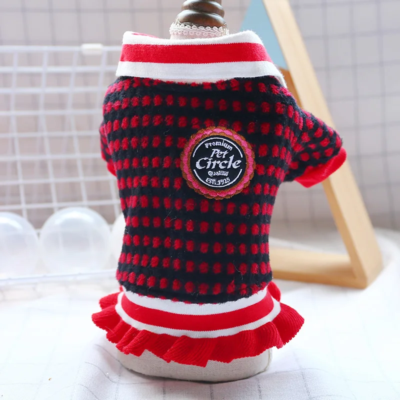 School Style Dog Clothes For French Bulldog Autumn Winter Pet Outfit Dresses Coat Girl Two Legs Coat Cat Yorkshire Accessories