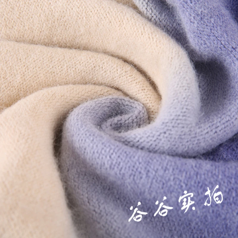 New Autumn Woman Knitted Two-pieces Suit Gradient Sweater Pencil Skirt Set for Woman Female Winter Warm Suits