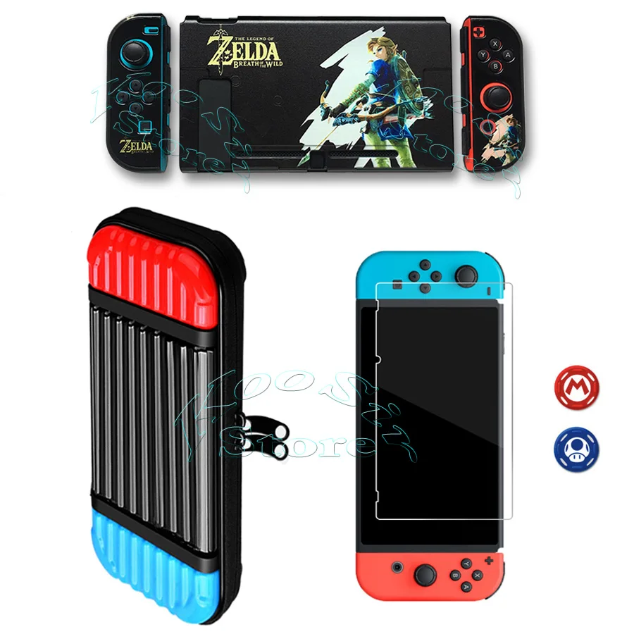 Жесткий чехол для nintendo s, сумка для переноски, защитная стеклянная пленка Nitendo Switch, цветная оболочка для nintendo Switch - Цвет: 5 in 1 Kit