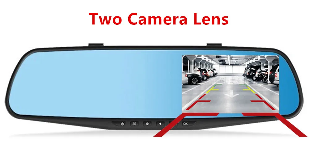 Dual Camera Lens 4.3 Inch Car DVR Camera Full HD 1080P Rearview Mirror Digital Video Recorder Dual Lens cam Auto Registrator - Название цвета: Dual Camera Lens