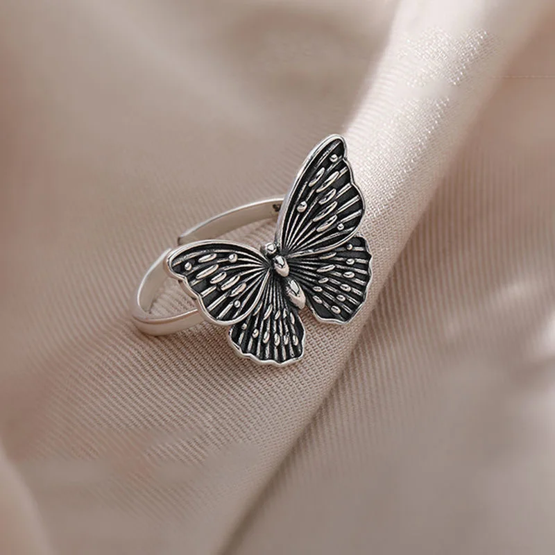 2021 Harajuku Gothic Vintage Hollow Butterfly Rings For Women Adjustable Rings Wedding Party Statement Jewelry