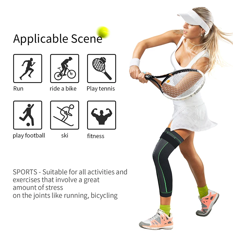 SKDK Anti-Slip Lengthen Knee Pad Long Leg Sleeve Bandage Compression Knee Brace Sports Warmth Leg Support Elastic Protector
