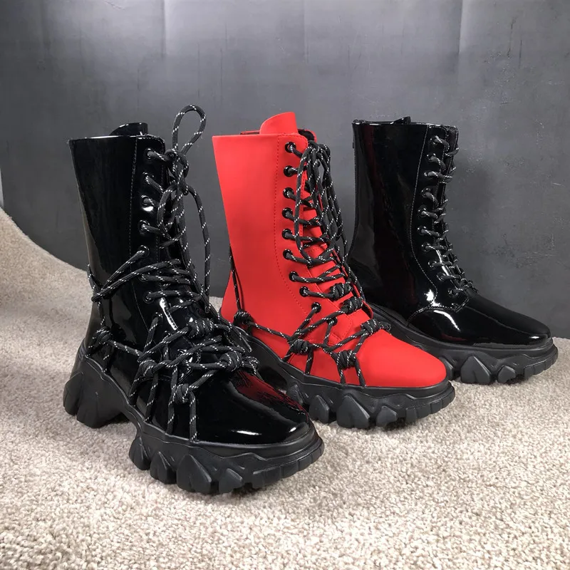 Botas Mujer/зимние ботинки на платформе; женская повседневная обувь; Bota Feminina; Роскошная обувь для папы; женские ботинки до середины икры; Botines Mujer Zapatos De Mujer