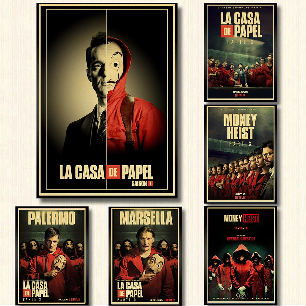 Испания ТВ шоу Money Heist Сезон 3 Ретро Крафт-Бумага плакат напечатанный для