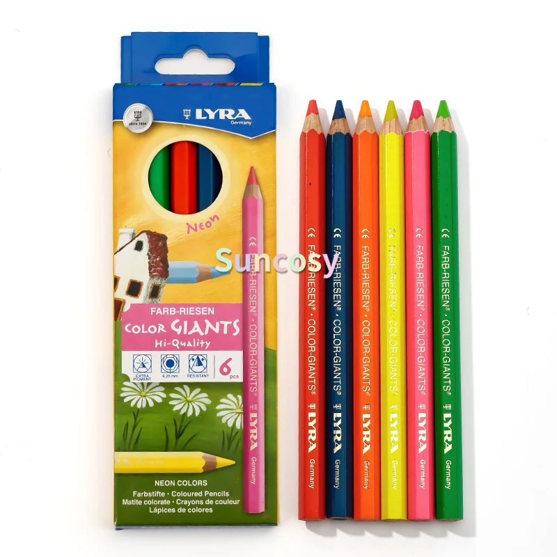 Lyra Color Giant Colored Pencils, 6.25mm, Lacquered, 12 Colors