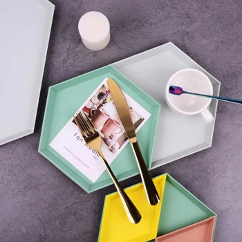 

Decorative Tray Nordic Style Innovative Geometric Removable Plastic Makeup Jewelry Display Plate Home Desktop Organizer