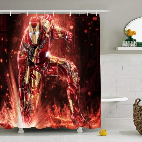 color-1 Комическая пленка для ванной экран занавеска s Hero Железный человек использование сверхмощная подвесная занавеска водонепроницаемая ткань занавеска для душа для мальчика декор для ванной комнаты - Цвет: color-1