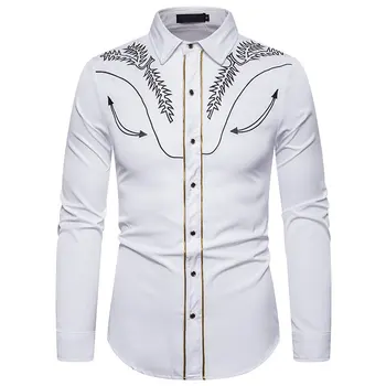 

2019 Now Men Fashion Shirt Comfortable Casual Slim Fit Clothing Streetwear Male Social Embroidery Printed Shirt Business Dress