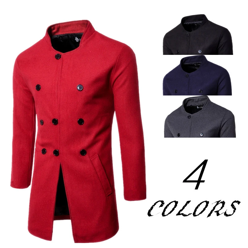Mens Overcoat Warm Woolen Coat Fashion Long Casual Cardigan Coat Male Nylon Jacket Autumn Winter Khaki Blend Coat Slim Plus Size Mens Overcoat Warm Woolen Coat Fashion Long Casual Cardigan Coat Male Nylon Jacket Autumn Winter Khaki Blend Coat Slim Plus Size