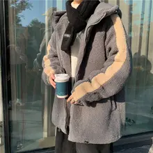 

New Hooded Cotton Coat Padded Thick Wool & Blends Warm Winter Color Matching Fur Clothing Hot Sale