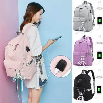 

Newest Back To School Bag Printed Straps Teenagers Boys Girls Backpack with USB Charging Port Travel BAG