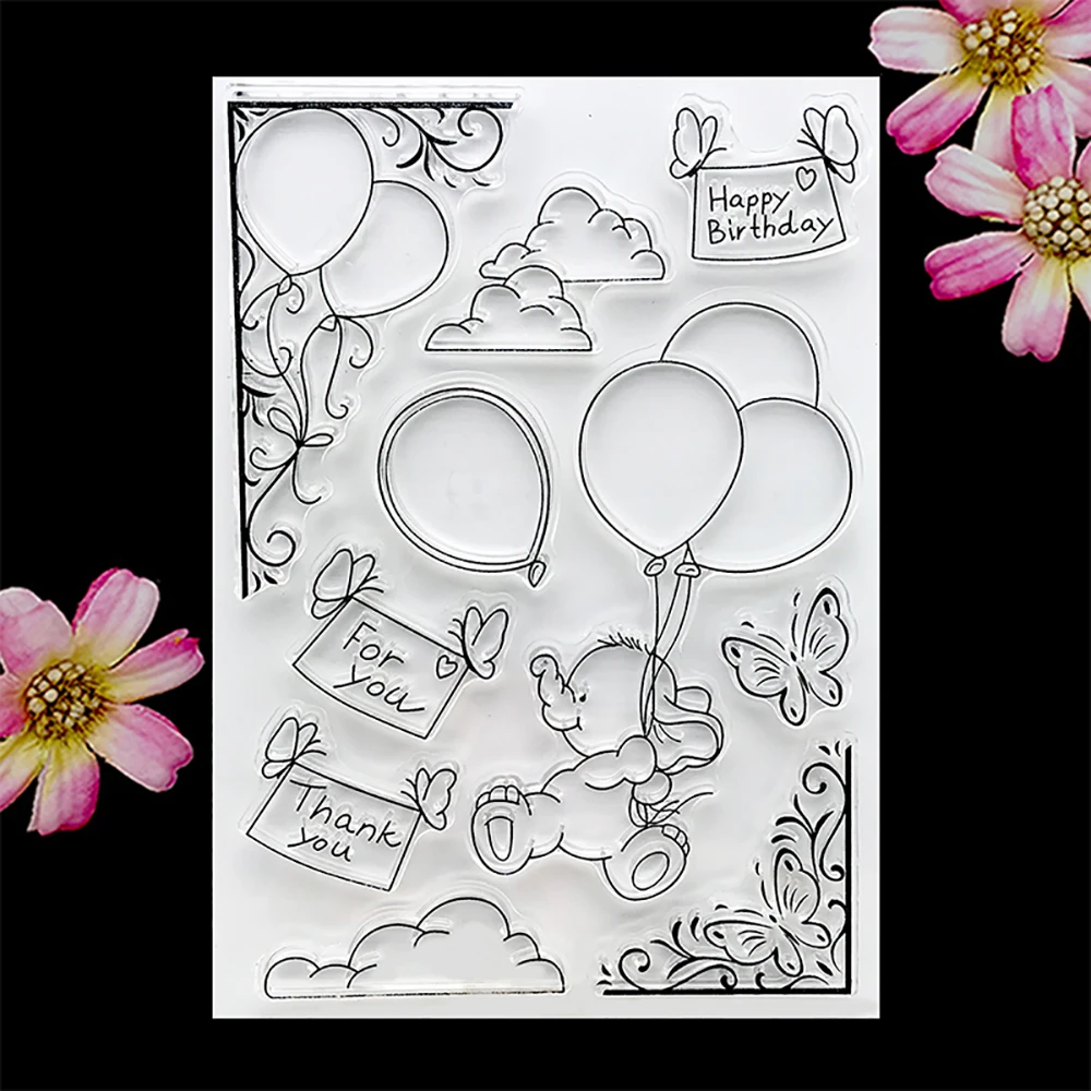 Balloon Elephant Clear Stamp Transparent Silicone Stamp Seal Sheet For Scrapbooking Photo Album Decoration