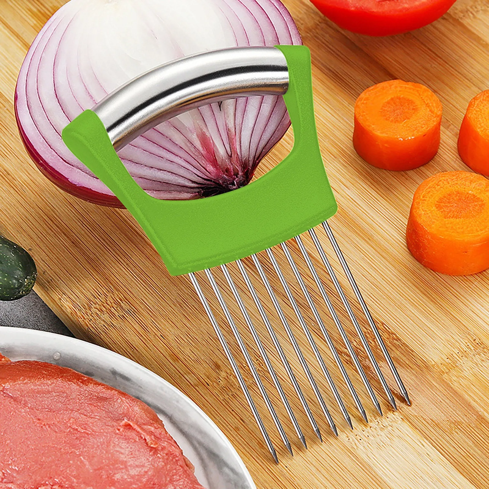 Tomato Onion Vegetables Slicer Cutting Holder Guide Slicing Cutter Safe Fork F3 Tomato Onion Vegetables Slicer Cutting Holder Guide Slicing Cutter Safe Fork F3