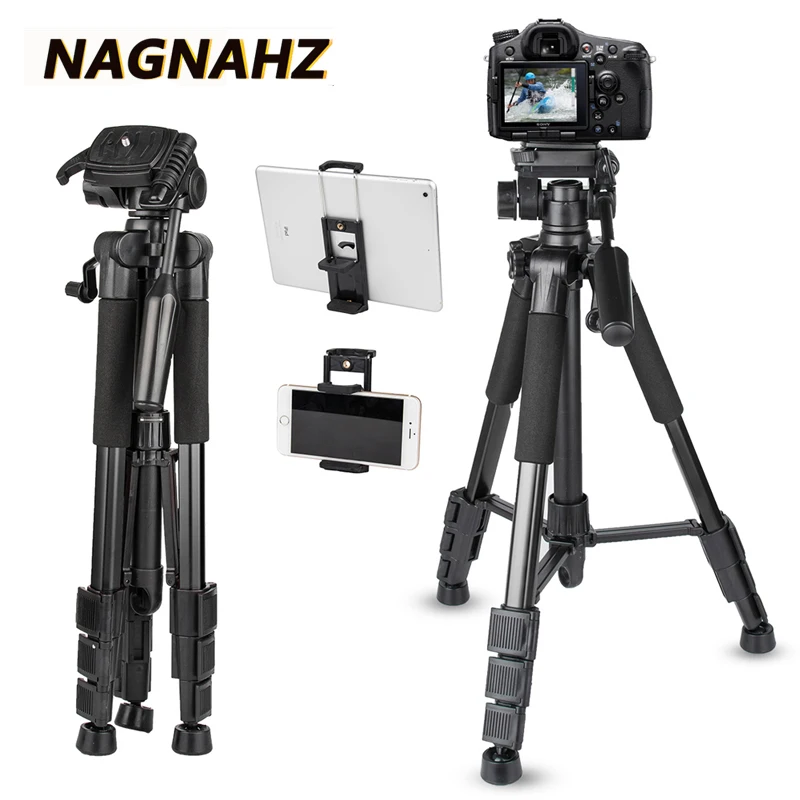 67in Camera Tripod Professional Photography Tripod Stand with Phone Holder Portable Travel Tripe for Canon Sony Nikon Cameras