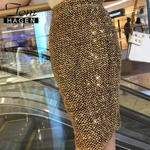 Женские юбки с пайетками и высокой талией, вечерние женские Облегающие юбки-карандаш с пайетками, женская сексуальная клубная облегающая юбка