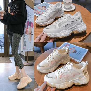 

Women's 2020 spring new breathable students Korean casual sports shoes wild fashion thick bottom running shoes for women ZP-71