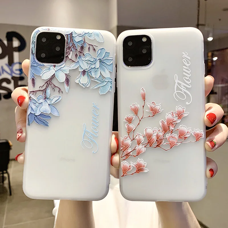 

For Case iPhone 11 Pro Max Flower Pattern Phone Case for iPhone 11 7 8 6 6S Plus Xs XR Xsmax X Fundas Floral Soft TPU Back Cover