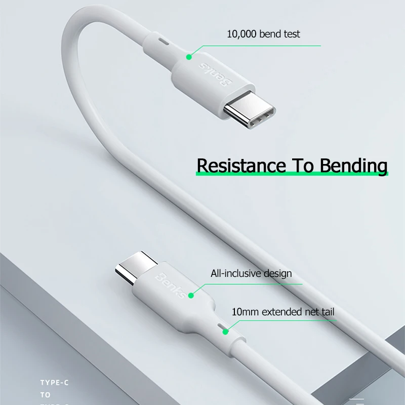 Benks, двойной USB кабель type-C для Ipad Pro, провод для Apple Macbook, huawei, ноутбук, телефон, быстрая зарядка, линия передачи данных для Xiaomi 8 9 Mix