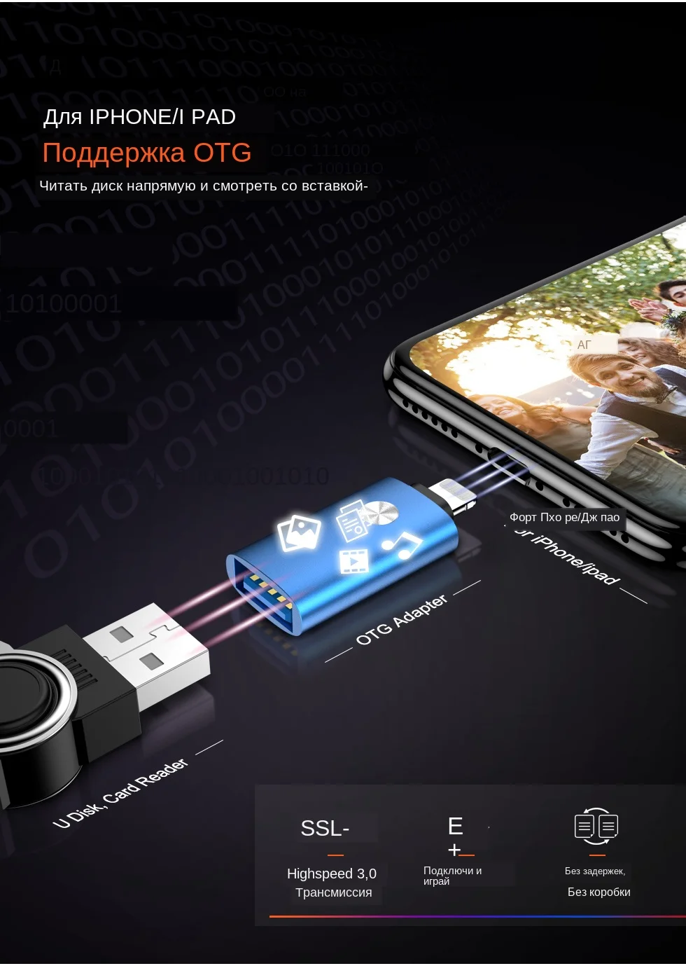 NOHON Famale USB адаптер для камеры Lightning конвертер данных SD карта U диск короткие OTG для iPhone 11 Pro XS MAX XR X 6 6S 7 8 Plus