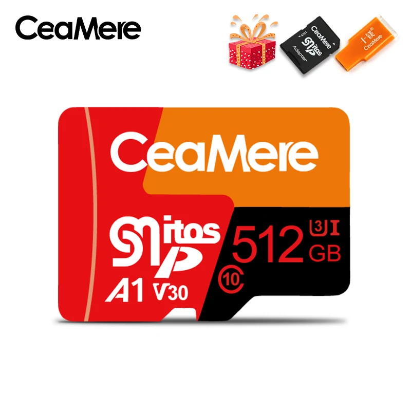 CeaMere карта памяти 256 ГБ 128 Гб 64 Гб U3 UHS-3 32 ГБ Micro sd карта класс 10 UHS-1 флэш-карта памяти Microsd TF/sd карта s для планшета - Емкость: 512 ГБ