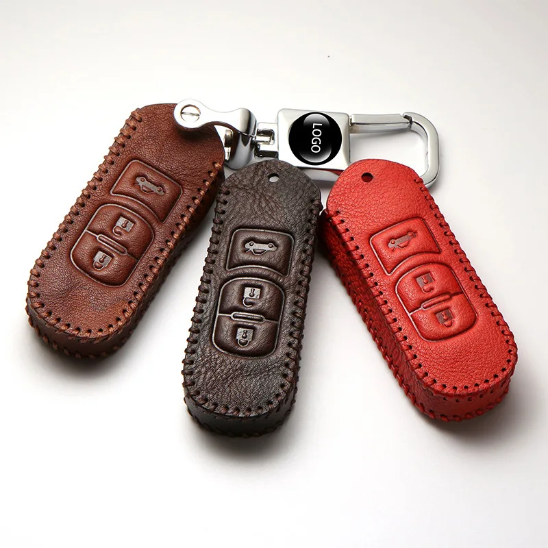 

Top layer leather key case cover protective shell holder for Mazda 2 3 5 6 2017 CX-4 CX-5 CX-7 CX-9 CX-3 Accessories