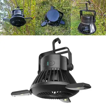 

Emergency Portable Solar Powered Survival Multifunctional Outdoor ABS Camping Hiking Fishing Hanging 2 In 1 LED Tent Fan Summer