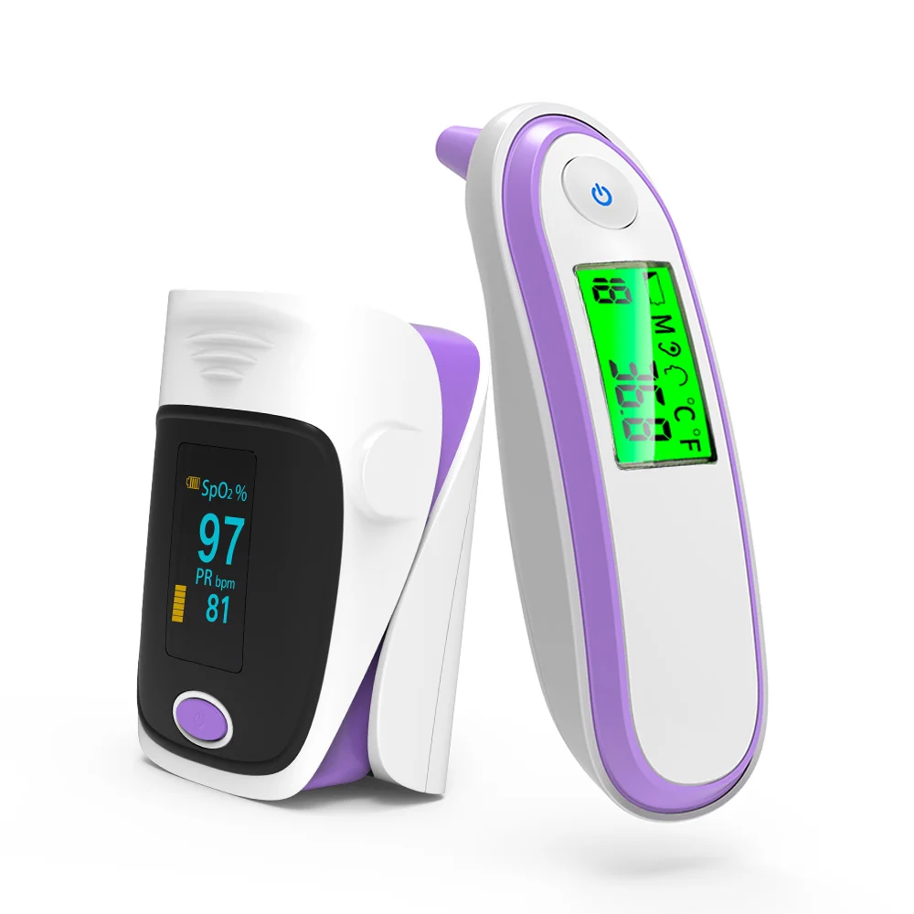 Yongrow медицинский детский инфракрасный термометр, сигнализация, пальцевой пульсоксиметр, кислородный пульсометр, пульсометр, oximetro de dedo - Цвет: Фиолетовый
