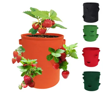 

Strawberry Grow Bag for Plant Garden Outdoor Potato Container Bags Felt Breathable Vegetable Seedling Pot Garden Supplies
