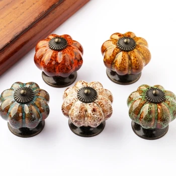 

1pcs Pumpkin Knobs Ceramic Knobs Dresser Knob Drawer / Cabinet Handle Pulls / Colorful Kitchen Cupboard Knob Furniture Hardware