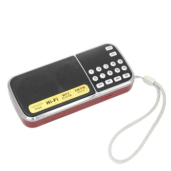 

L-088 Mini MP3 Music Player Speaker with LED Flashlight Auto Scan FM Radio Receiver Support TF/SD/USB(Black + Red)