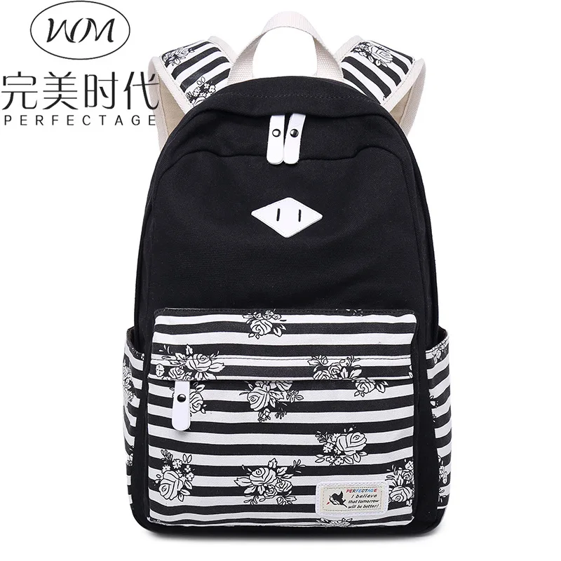 Amazon стиль рюкзаки из холста Средняя школа сумка для школьников студентов Повседневное сумка Для женщин Дорожная сумка с принтом сумка для ноутбука