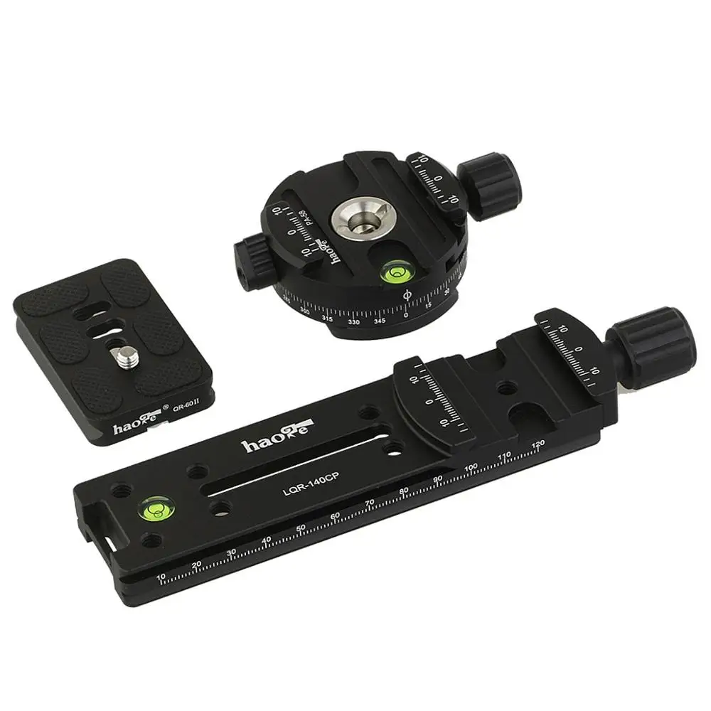 

Haoge 140mm Nodal Slide Double Dovetail Rail Clamp with Panoramic Head and 60mm Plate for Close Up Macro Shoot fit Arca Benro
