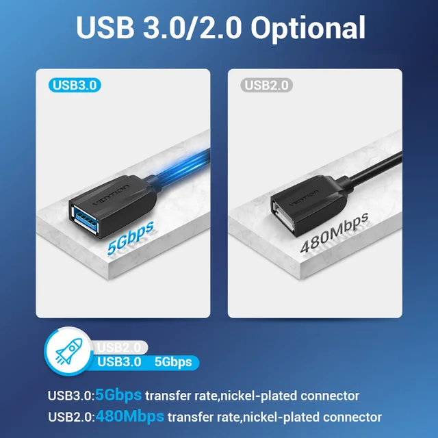 Vention Cable de extensión USB 3,0 Cable USB 2,0 Cable de datos USB macho a hembra para Smart TV PS4 Xbox One PC Cable de extensión USB 3,0 6