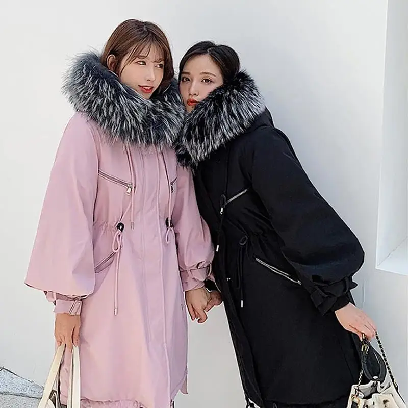 Best Hot Sale Winter Jacket Coat Women 2019 Fashion Slim Female Down Loose Coat Thicken Long Parkas Down Cotton Clothing Fur Collar