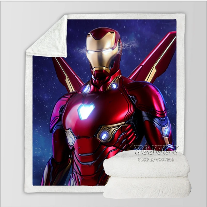 YOJULY, Железный человек, герой Marvel, для детей и взрослых, 3d принт, одеяло, диване, пододеяльник, теплое постельное белье, удобное офисное одеяло для короткого сна K36