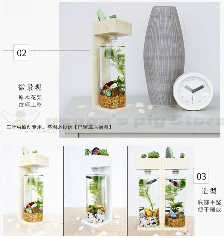 Creative Desktop Fish Tank Home Desk Ecological Fish Tank Microscopic Fleshy Thai Fish Tank Aquarium Plastic Fish Tank