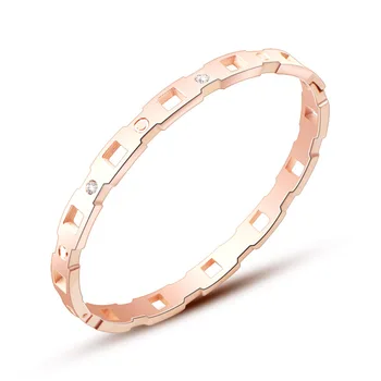 

Classic Elegant IP Plate Crystal Stainless Steel Bracelets Bangles for Women Female Trendy Upscale Office Jewelry Gift Party