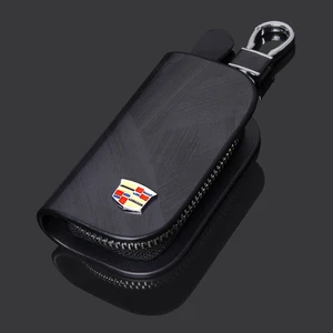 Image 4 - Leder Auto Schlüssel Tasche Keychain für Cadillac Escalade Tiburon Deville Seville XT5 XTS CTS BLS SLS DTS XLR Brieftasche Veranstalter halter