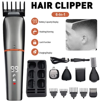 

6-1 Electric Hair Clipper Rechargeable Low Noise Hair Trimmer Hair Cutting Machine Beard Shaver Trimer For Men Barber Hair Shave