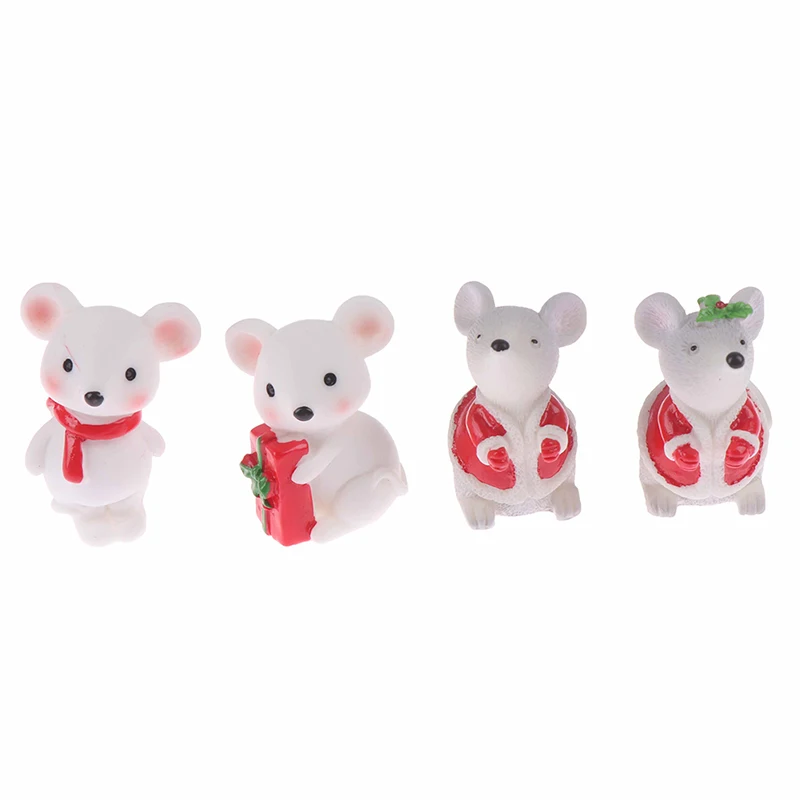 1PCS Cute New Year Christmas Snow Rat Little Mouse Gift Children Toy Decoration Small Statue Figurine Ornament Miniatures