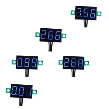 

3 Wire 0.36inch DC 0-30V Blue LED Display Panel Mount Battery Volt Voltage Meter with Reverse Polarity Protection Pack of 5