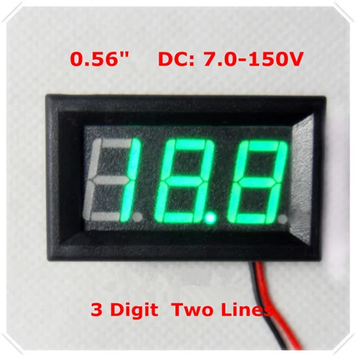 RD 0,5" Цифровой вольтметр, DC7-150V, два провода, электрический велосипед, автомобильный измеритель напряжения, светодиодный дисплей, цвет [4 шт./лот] - Цвет: green