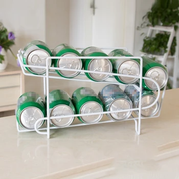 

Kitchen Refrigerator Fresh Drink Beer Cola Can Storage Rack Solid Double-Layer Finishing Rack Can Hold 10 Cans of Beverage Stora