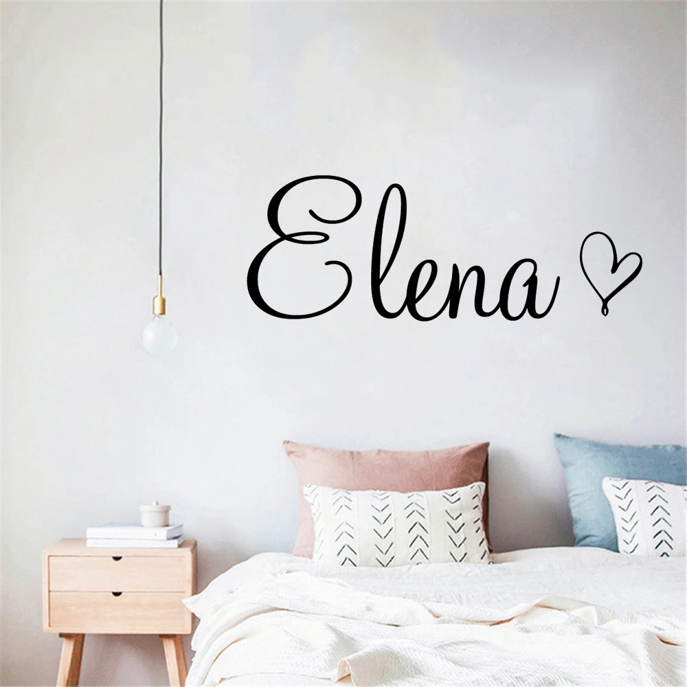 

Art Wall Decal Simple Custom Name With A Heart Decor For Children Bedroom Vinyl Personalized Baby Name Playing Room Sticker