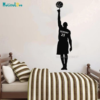 

Basketball Sticker basketball player Custom Name And Number Personalized Boy Room Vinyl Wall Stickers BB209