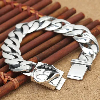 

Wholesale S925 Sterling Silver Jewelry Big Mouth Male Thai Silver Bracelet Trend New Silver Chain Style