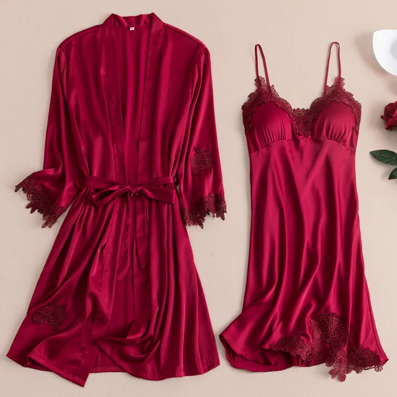 maroon nighty gown set