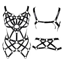 Готическое нижнее белье-бра-портупея кожаный бондаж из ремней Топ выдалбливают бюстье размера плюс клуб танец рейв Талия чулок Платье женское