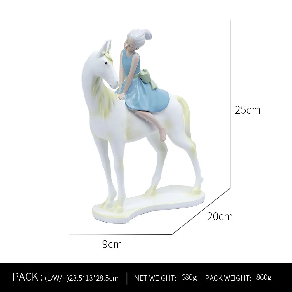 Ornaments For Home Cute Girl Rabbit Elephant Horse Statues Sculptures Figurines For Interior Room Decor Living Room Decoration